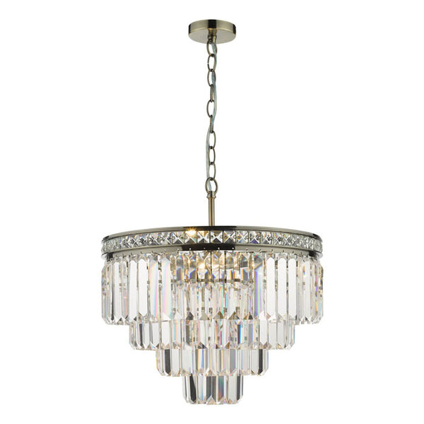 Dar Vyana 4 Light Chandelier Crystal & Antique Brass VYA0475