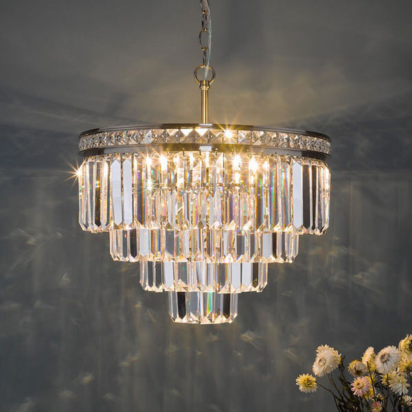 Dar Vyana 4 Light Chandelier Crystal & Antique Brass VYA0475