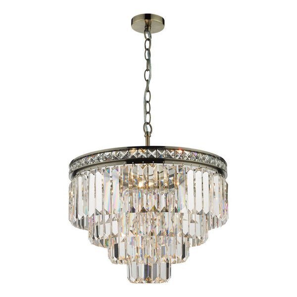 Dar Vyana 4 Light Chandelier Crystal & Antique Brass VYA0475