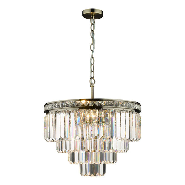 Dar Vyana 4 Light Chandelier Crystal & Antique Brass VYA0475