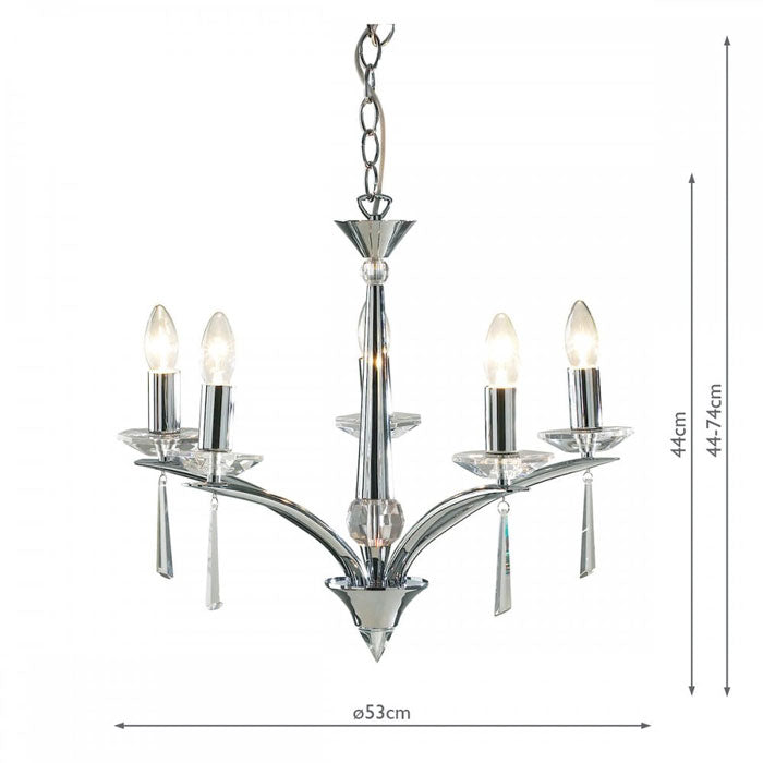 Dar Hyperion Polished Chrome 5 Light Ceiling Light HYP0550