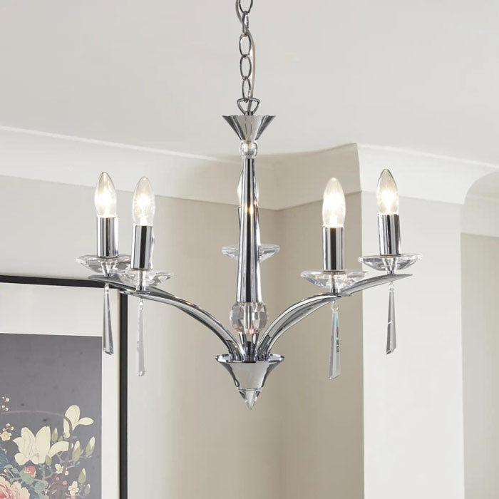 Dar Hyperion Polished Chrome 5 Light Ceiling Light HYP0550