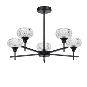 Deco Aria 5-Light Fixed Pendant in Satin Black with Clear Glass D0847BL
