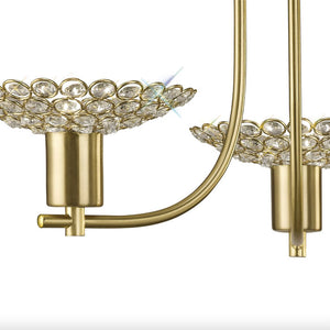 Diyas Ellen Semi Flush 3 Light Pendant in Satin Brass with Crystal IL20601