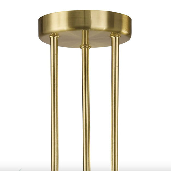 Diyas Ellen Semi Flush 3 Light Pendant in Satin Brass with Crystal IL20601