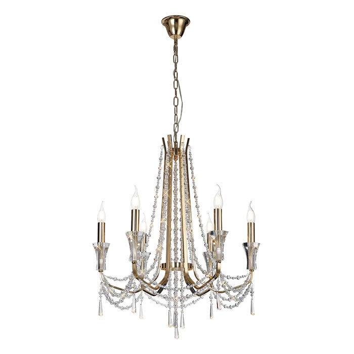 Diyas Armand 6 Light Chandelier in French Gold with Crystal IL31753