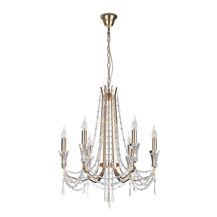 Diyas Armand 6 Light Chandelier in French Gold with Crystal IL31753