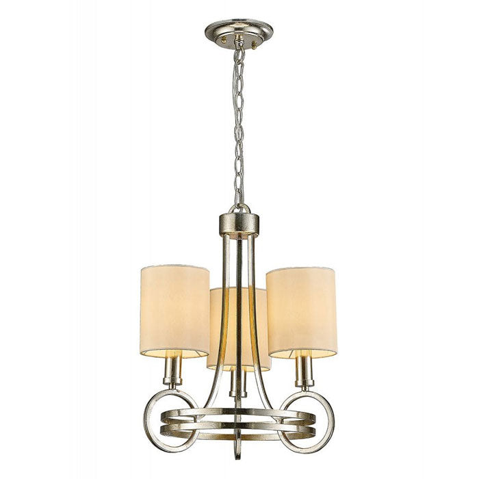 Diyas Isabella 3-Light Pendant in Antique Silver Teak Plated with Beige Shade IL31701