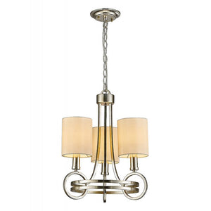 Diyas Isabella 3-Light Pendant in Antique Silver Teak Plated with Beige Shade IL31701