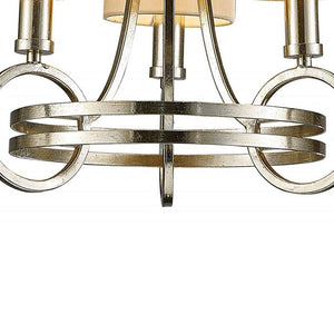 Diyas Isabella 3-Light Pendant in Antique Silver Teak Plated with Beige Shade IL31701