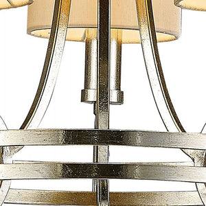 Diyas Isabella 3-Light Pendant in Antique Silver Teak Plated with Beige Shade IL31701