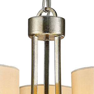 Diyas Isabella 3-Light Pendant in Antique Silver Teak Plated with Beige Shade IL31701