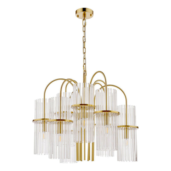 Dar Eniola 9 Light Pendant Natural Brass and Glass ENI1335