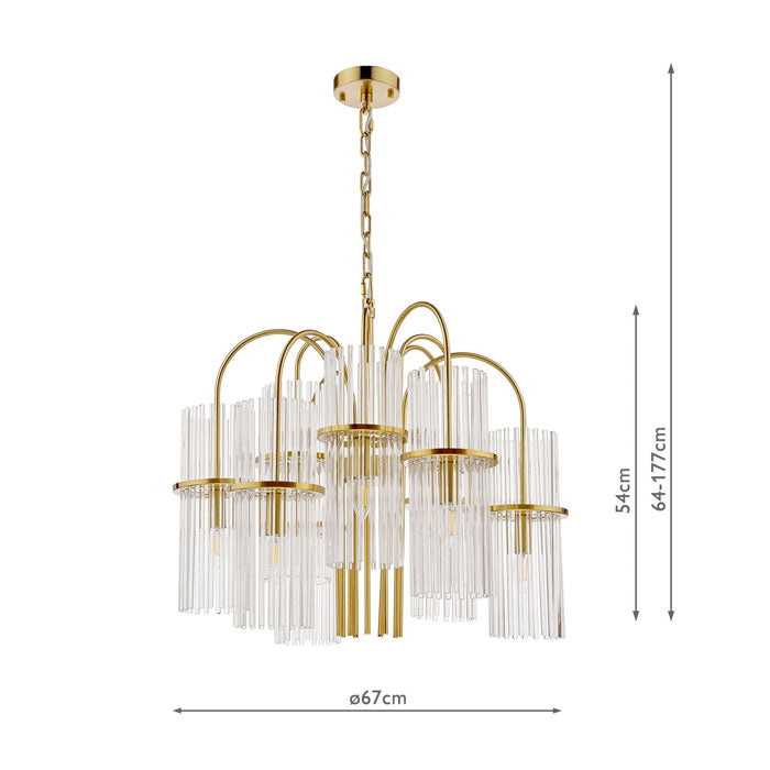 Dar Eniola 9 Light Pendant Natural Brass and Glass ENI1335