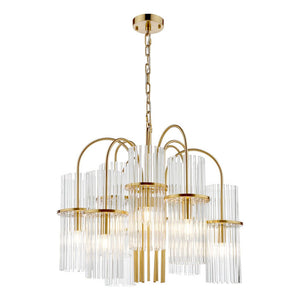 Dar Eniola 9 Light Pendant Natural Brass and Glass ENI1335