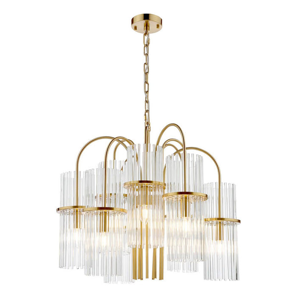 Dar Eniola 9 Light Pendant Natural Brass and Glass ENI1335