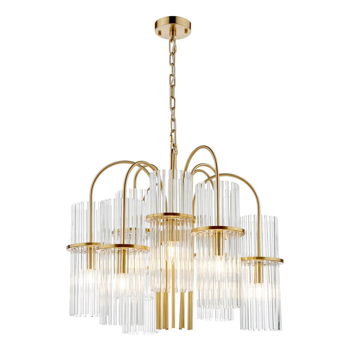 Dar Eniola 9 Light Pendant Natural Brass and Glass ENI1335