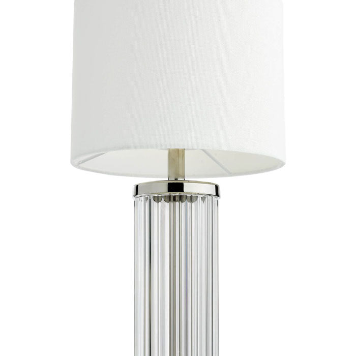 Dar Enrico Rechargeable Table Lamp Polished Nickel and Glass With Shade LED ENR4138