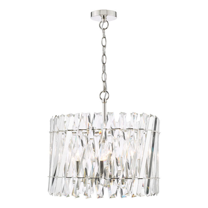 Dar Entwine 6 Light Pendant Polished Nickel and Crystal ENT0638