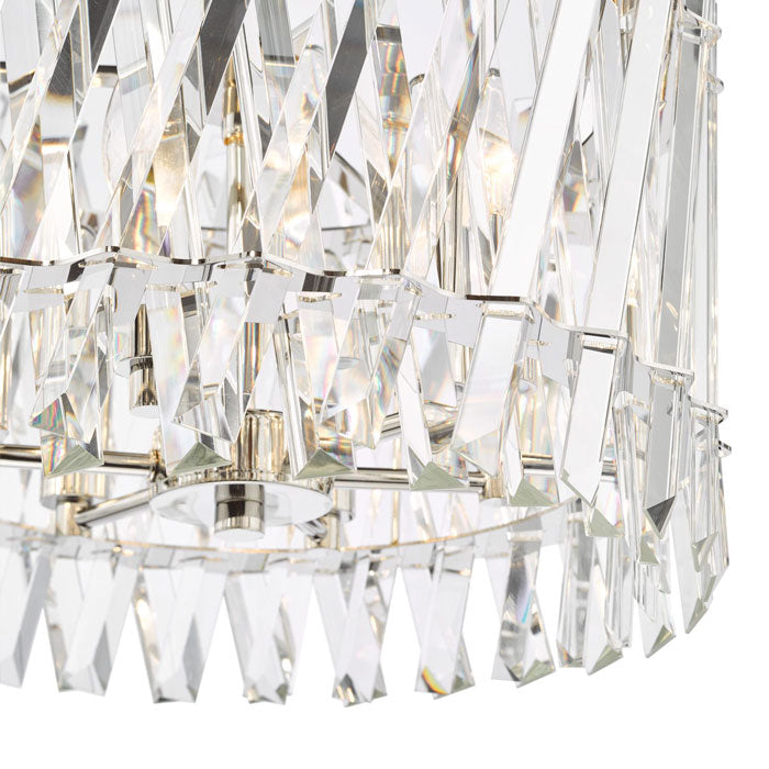 Dar Entwine 6 Light Pendant Polished Nickel and Crystal ENT0638