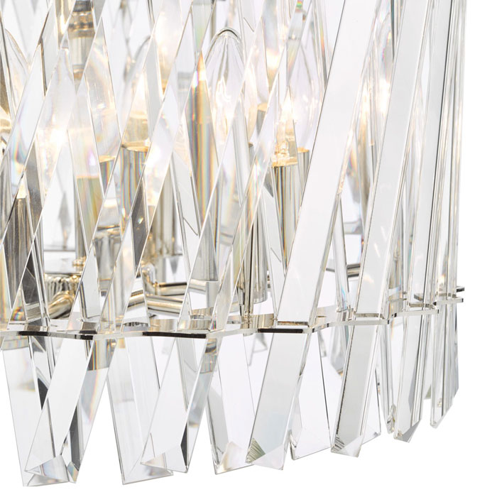 Dar Entwine 6 Light Pendant Polished Nickel and Crystal ENT0638