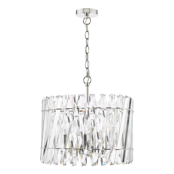 Dar Entwine 6 Light Pendant Polished Nickel and Crystal ENT0638