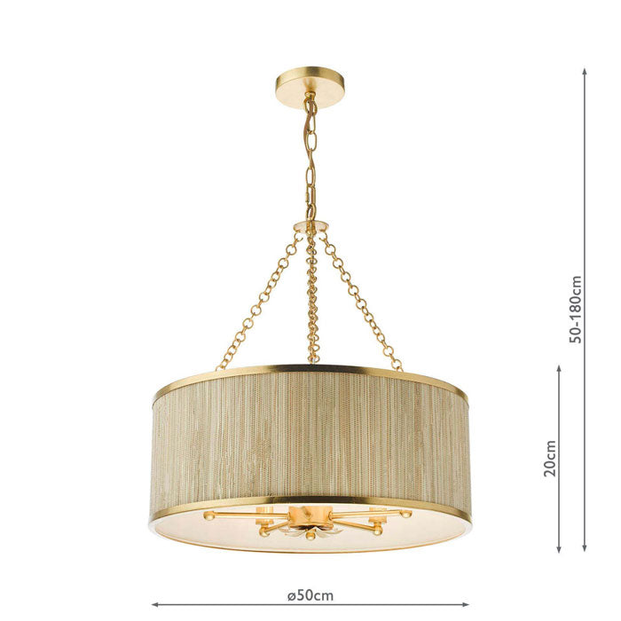 Dar Fenella 5 Light Pendant Gold Leaf FEN0535