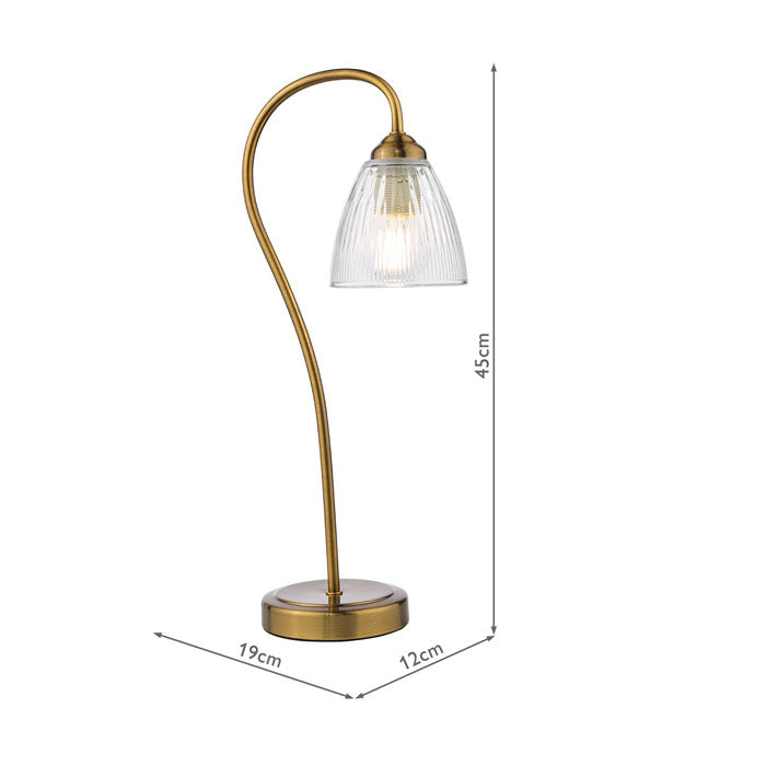 Dar Glynis Table Lamp Antique Bronze and Ribbed Glass GLY4263