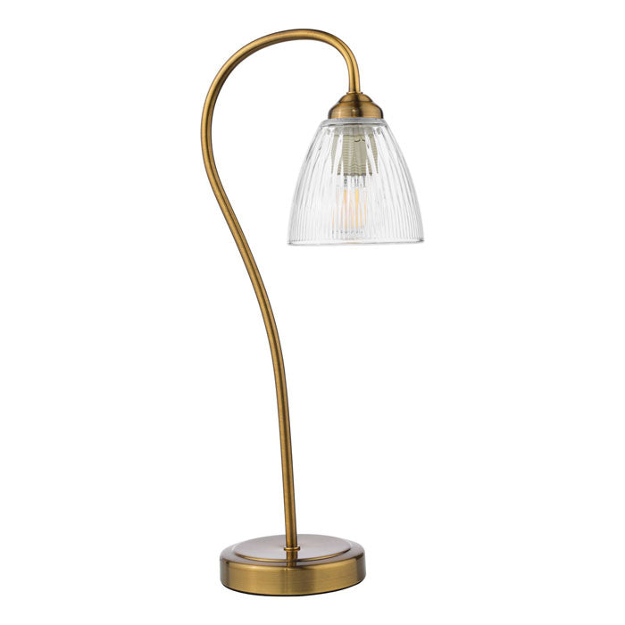 Dar Glynis Table Lamp Antique Bronze and Ribbed Glass GLY4263