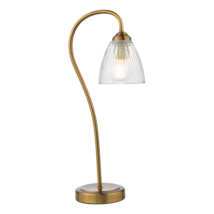 Dar Glynis Table Lamp Antique Bronze and Ribbed Glass GLY4263