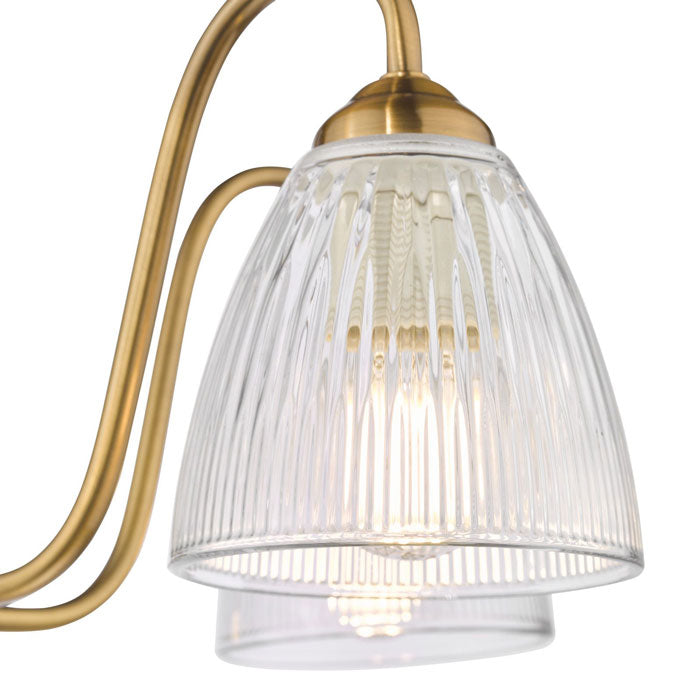 Dar Glynis 5 Light Semi-Flush Brushed Bronze and Ribbed Glass GLY5463