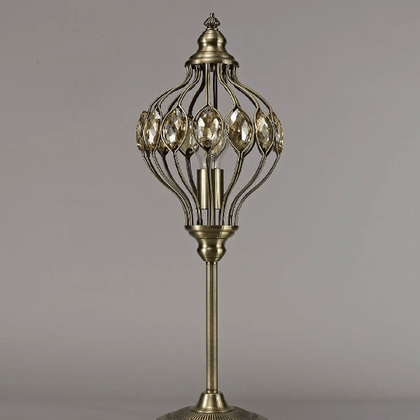 Diyas Marisa Table Lamp Antique Brass & Amber Crystal – IL31574