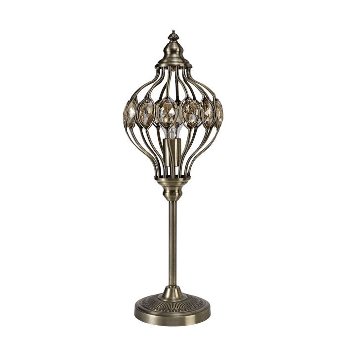 Diyas Marisa Table Lamp Antique Brass & Amber Crystal – IL31574