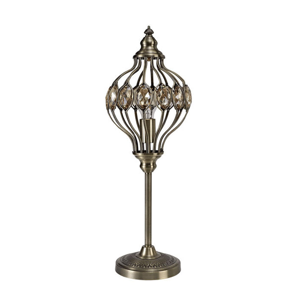 Diyas Marisa Table Lamp Antique Brass & Amber Crystal – IL31574