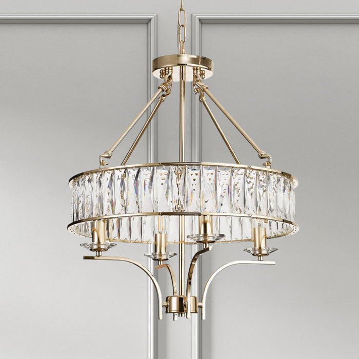 Vivienne 4 Light Gold and Crystal Pendant or Semi Flush Ceiling Light