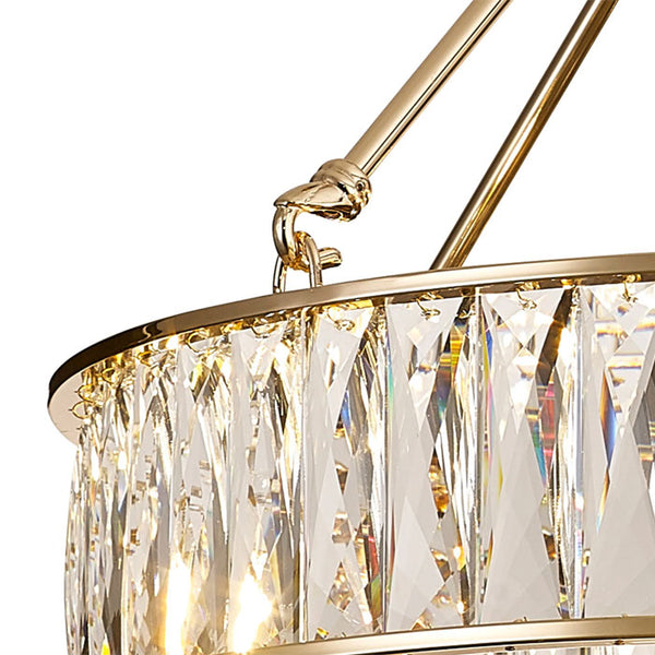 Vivienne 4 Light Gold and Crystal Pendant or Semi Flush Ceiling Light