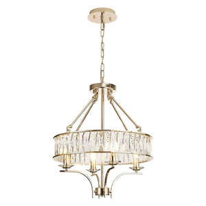 Vivienne 4 Light Gold and Crystal Pendant or Semi Flush Ceiling Light