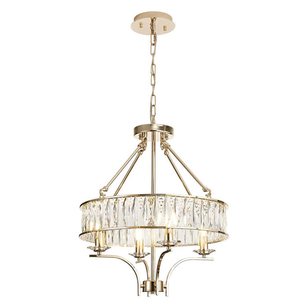 Vivienne 4 Light Gold and Crystal Pendant or Semi Flush Ceiling Light