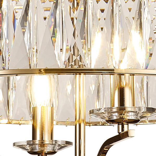 Vivienne 4 Light Gold and Crystal Pendant or Semi Flush Ceiling Light