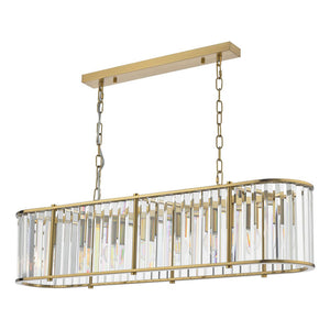 Dar Kiran 7 Light Bar Pendant Natural Brass and Crystal KIR3435