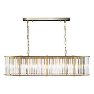Dar Kiran 7 Light Bar Pendant Natural Brass and Crystal KIR3435
