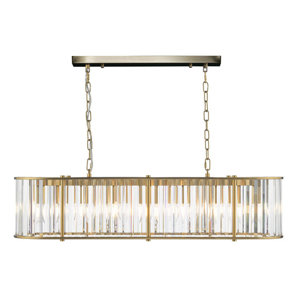 Dar Kiran 7 Light Bar Pendant Natural Brass and Crystal KIR3435