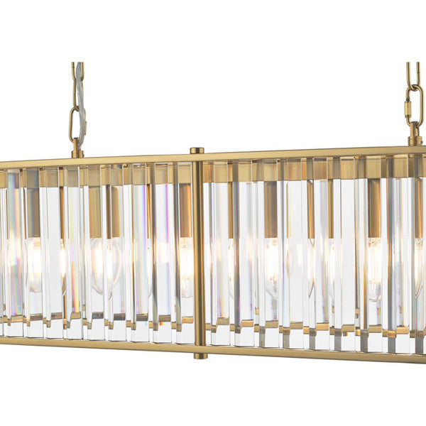 Dar Kiran 7 Light Bar Pendant Natural Brass and Crystal KIR3435
