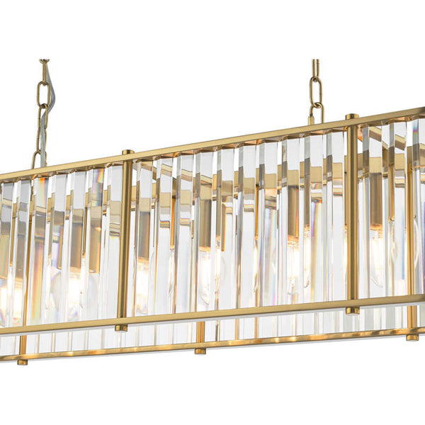 Dar Kiran 7 Light Bar Pendant Natural Brass and Crystal KIR3435
