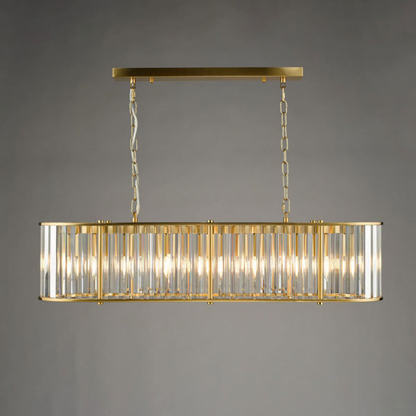 Dar Kiran 7 Light Bar Pendant Natural Brass and Crystal KIR3435