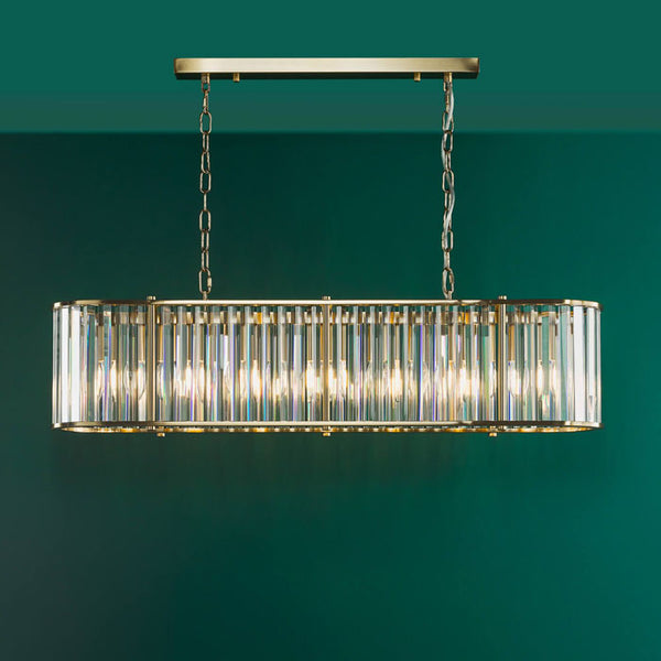 Dar Kiran 7 Light Bar Pendant Natural Brass and Crystal KIR3435