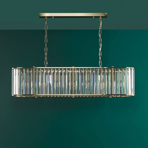 Dar Kiran 7 Light Bar Pendant Natural Brass and Crystal KIR3435