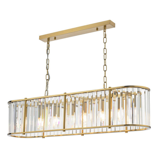 Dar Kiran 7 Light Bar Pendant Natural Brass and Crystal KIR3435