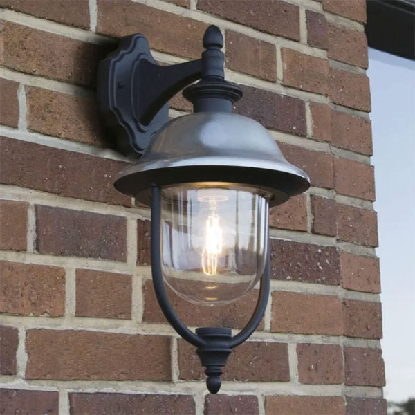 Konstsmide Parma Down Outdoor Wall Light Black & Stainless Steel 7240-000
