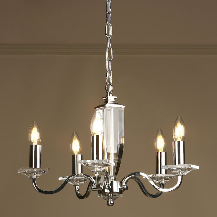 Laura Ashley Carson 5 Light Chandelier Cut Glass & Polished Nickel LA3603223-Q
